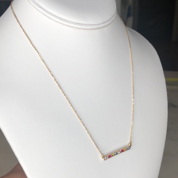 Rainbow bar necklace in Gold color - Picture 2 of 11